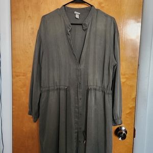 Green knee high button up dress